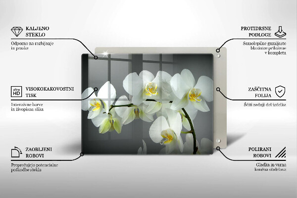 Induction hob protector White orchid flowers