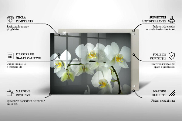 Induction hob protector White orchid flowers