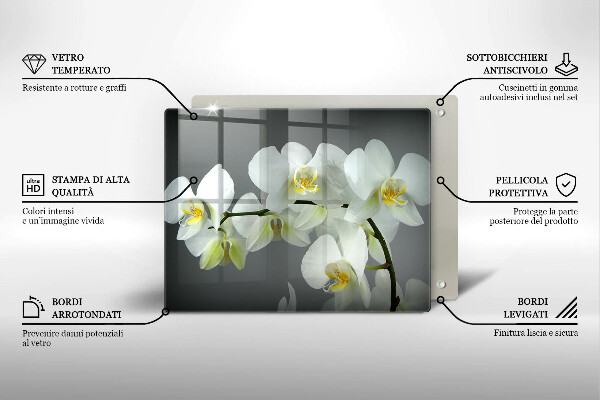 Induction hob protector White orchid flowers