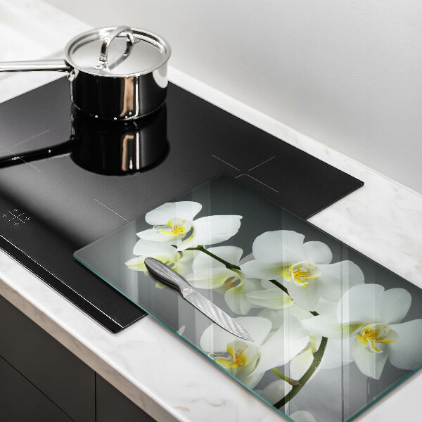 Induction hob protector White orchid flowers