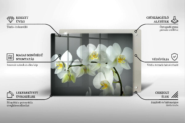 Induction hob protector White orchid flowers