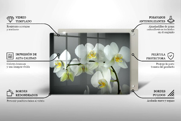 Induction hob protector White orchid flowers