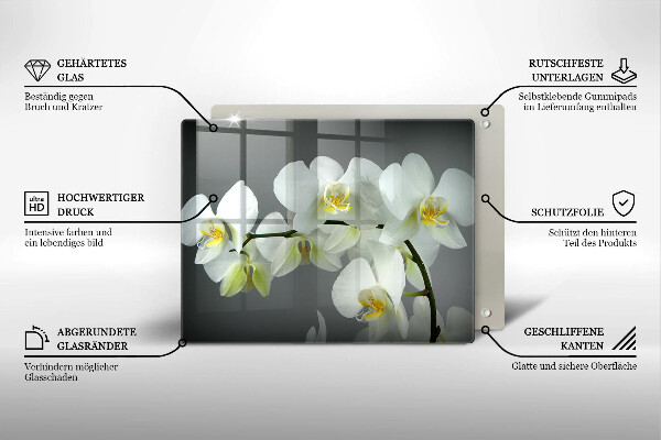 Induction hob protector White orchid flowers
