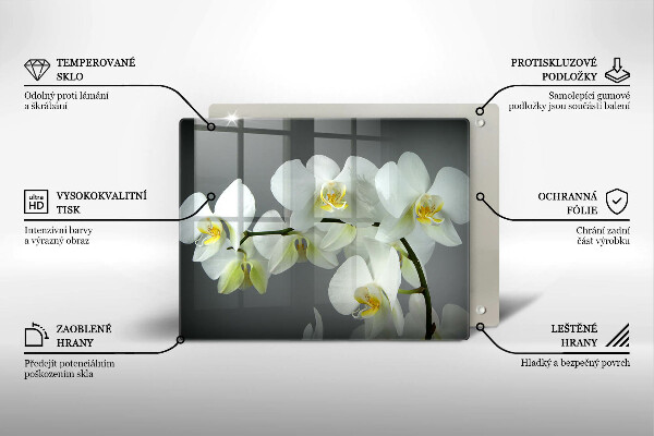 Induction hob protector White orchid flowers