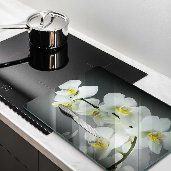 Induction hob protector White orchid flowers