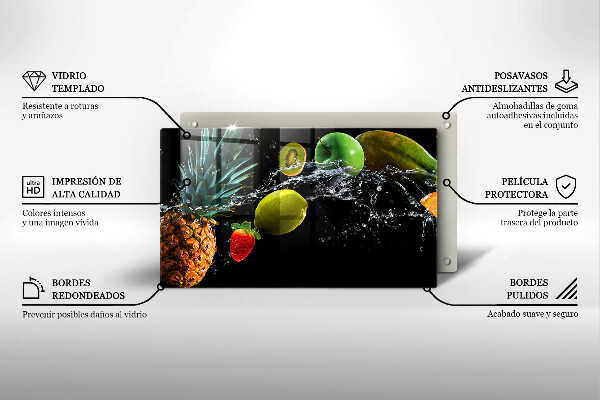 Glass worktop saver Fruits in water