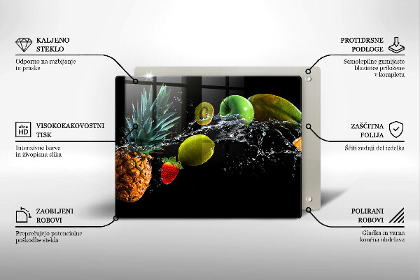 Glass worktop saver Fruits in water