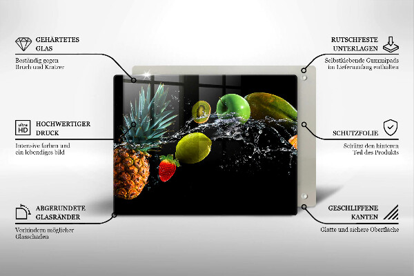 Glass worktop saver Fruits in water