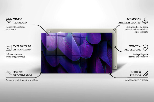 Glass worktop saver Neon feathers