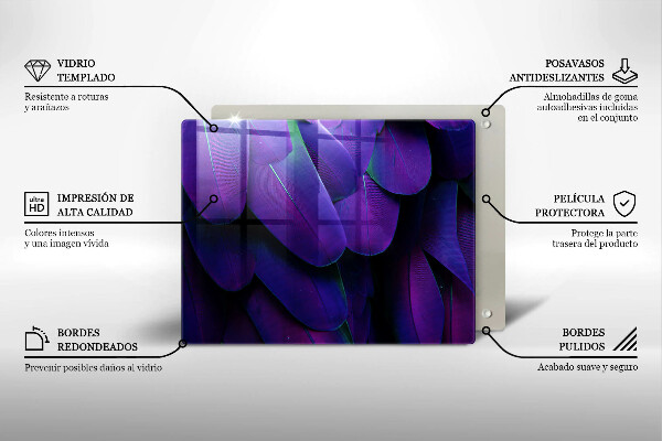 Glass worktop saver Neon feathers