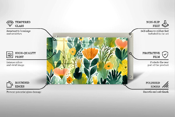 Glass worktop saver Painted flowers