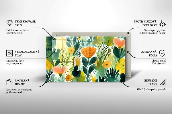 Glass worktop saver Painted flowers