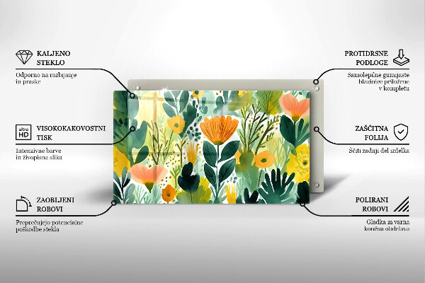 Glass worktop saver Painted flowers