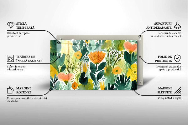 Glass worktop saver Painted flowers