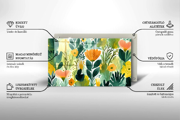 Glass worktop saver Painted flowers