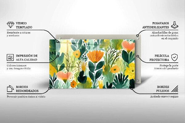 Glass worktop saver Painted flowers