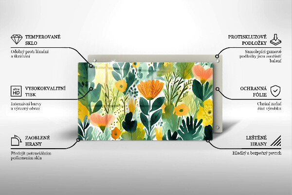 Glass worktop saver Painted flowers