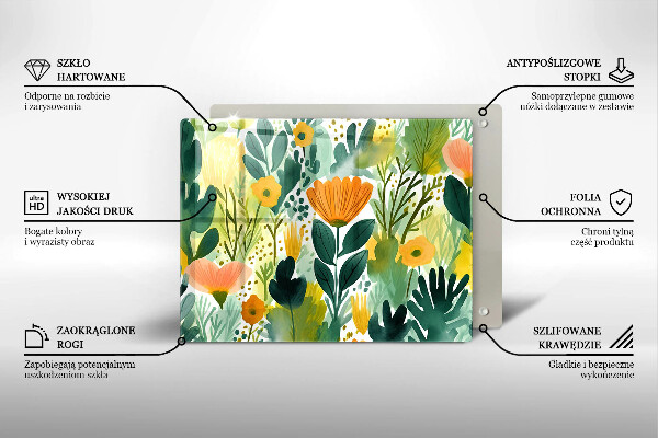 Glass worktop saver Painted flowers