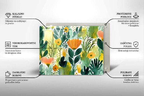 Glass worktop saver Painted flowers