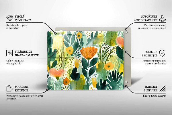 Glass worktop saver Painted flowers