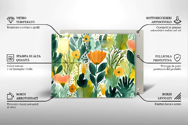 Glass worktop saver Painted flowers