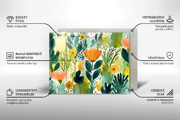 Glass worktop saver Painted flowers