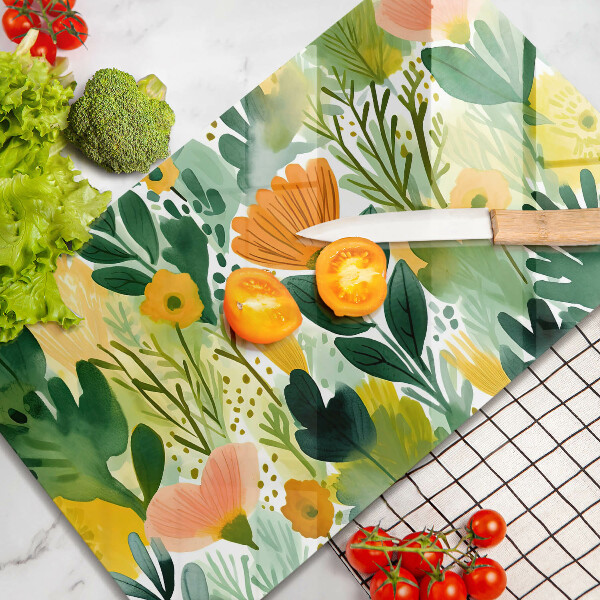 Glass worktop saver Painted flowers