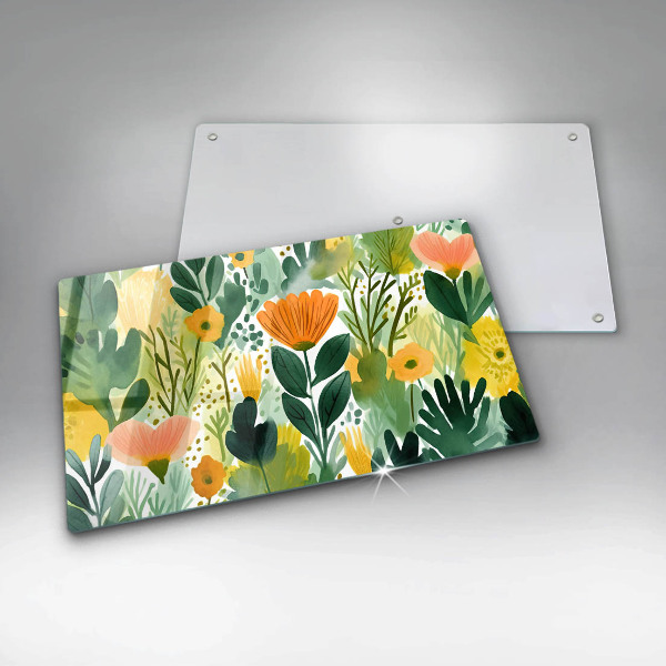 Glass worktop saver Painted flowers