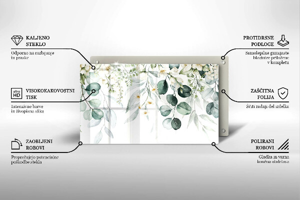 Glass worktop saver Watercolor plants