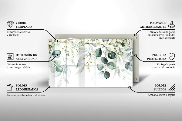 Glass worktop saver Watercolor plants