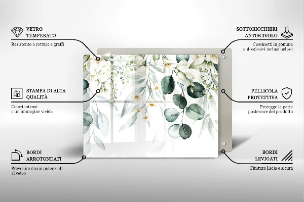 Glass worktop saver Watercolor plants