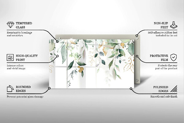 Kitchen worktop saver Watercolor leaves