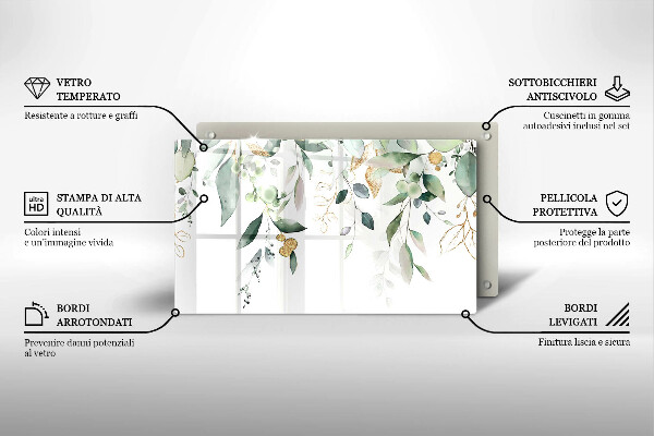 Kitchen worktop saver Watercolor leaves