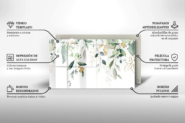 Kitchen worktop saver Watercolor leaves