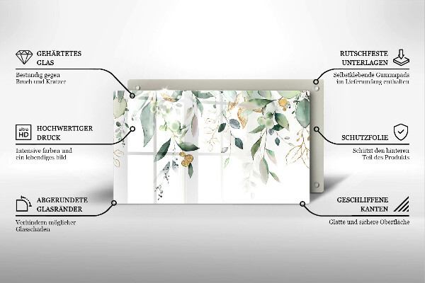 Kitchen worktop saver Watercolor leaves