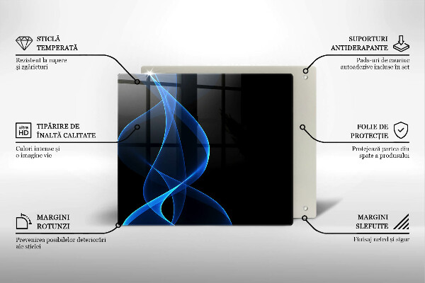 Induction hob protector Blue smoke lines