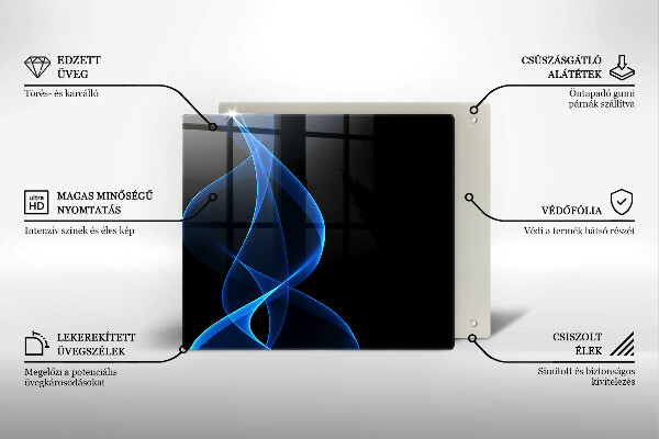 Induction hob protector Blue smoke lines