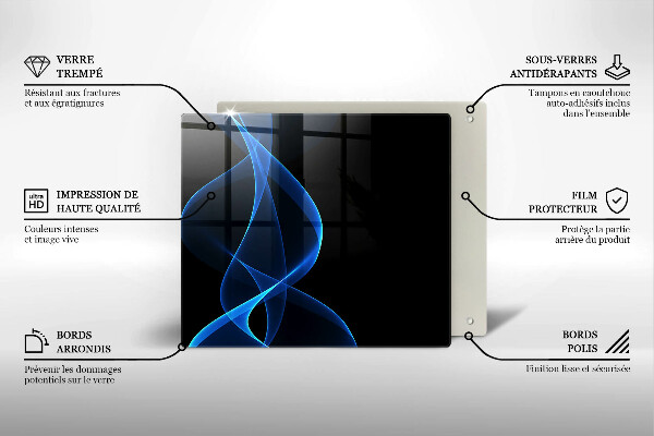 Induction hob protector Blue smoke lines