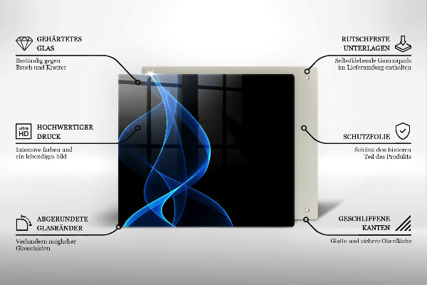 Induction hob protector Blue smoke lines