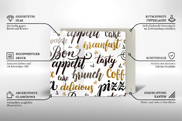 Induction hob protector Text Bon Appetit