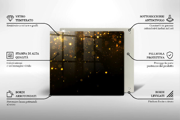 Glass worktop saver Golden glitter