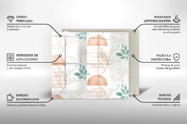 Work surface savers Boho pattern leaves