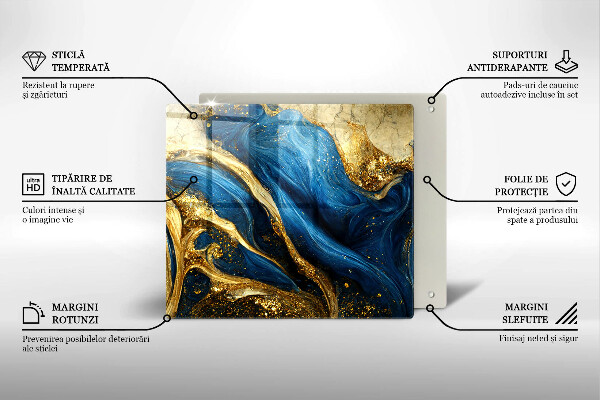 Worktop saver Blue-gold marble