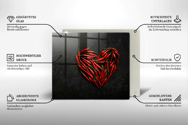 Work surface savers Chili peppers heart