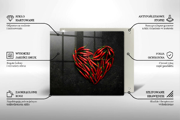 Work surface savers Chili peppers heart