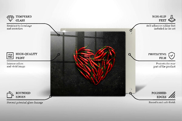 Work surface savers Chili peppers heart