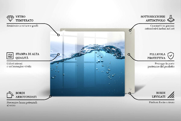 Glass worktop saver Blue water