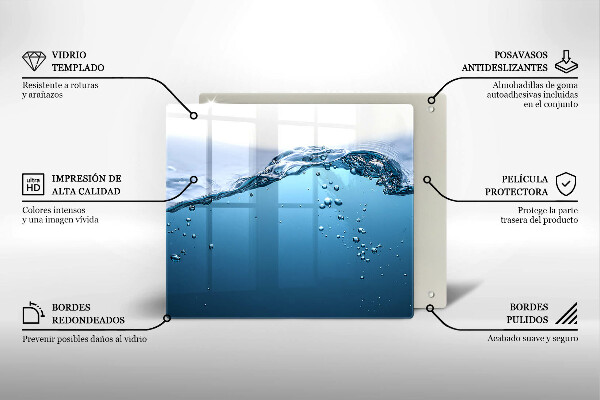 Glass worktop saver Blue water