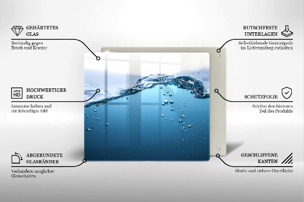 Glass worktop saver Blue water