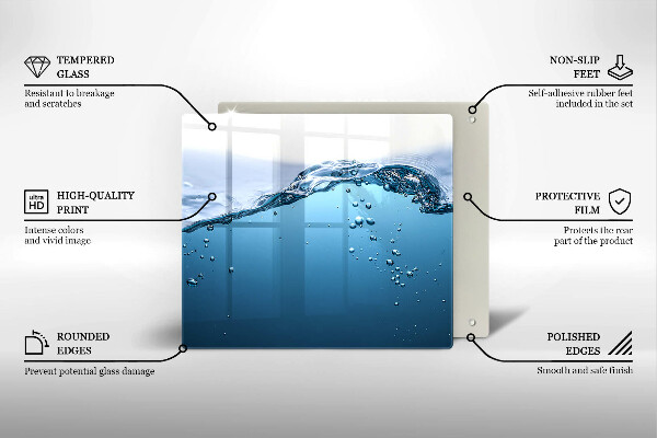 Glass worktop saver Blue water